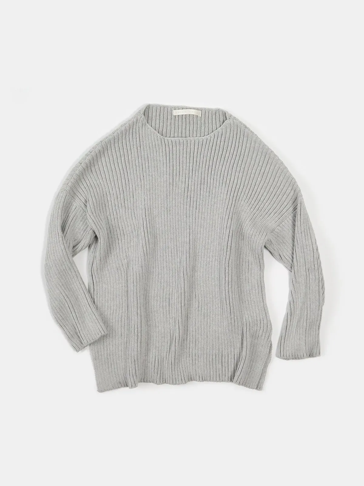 Pima Cotton Ribbed Pullover - Light Grey