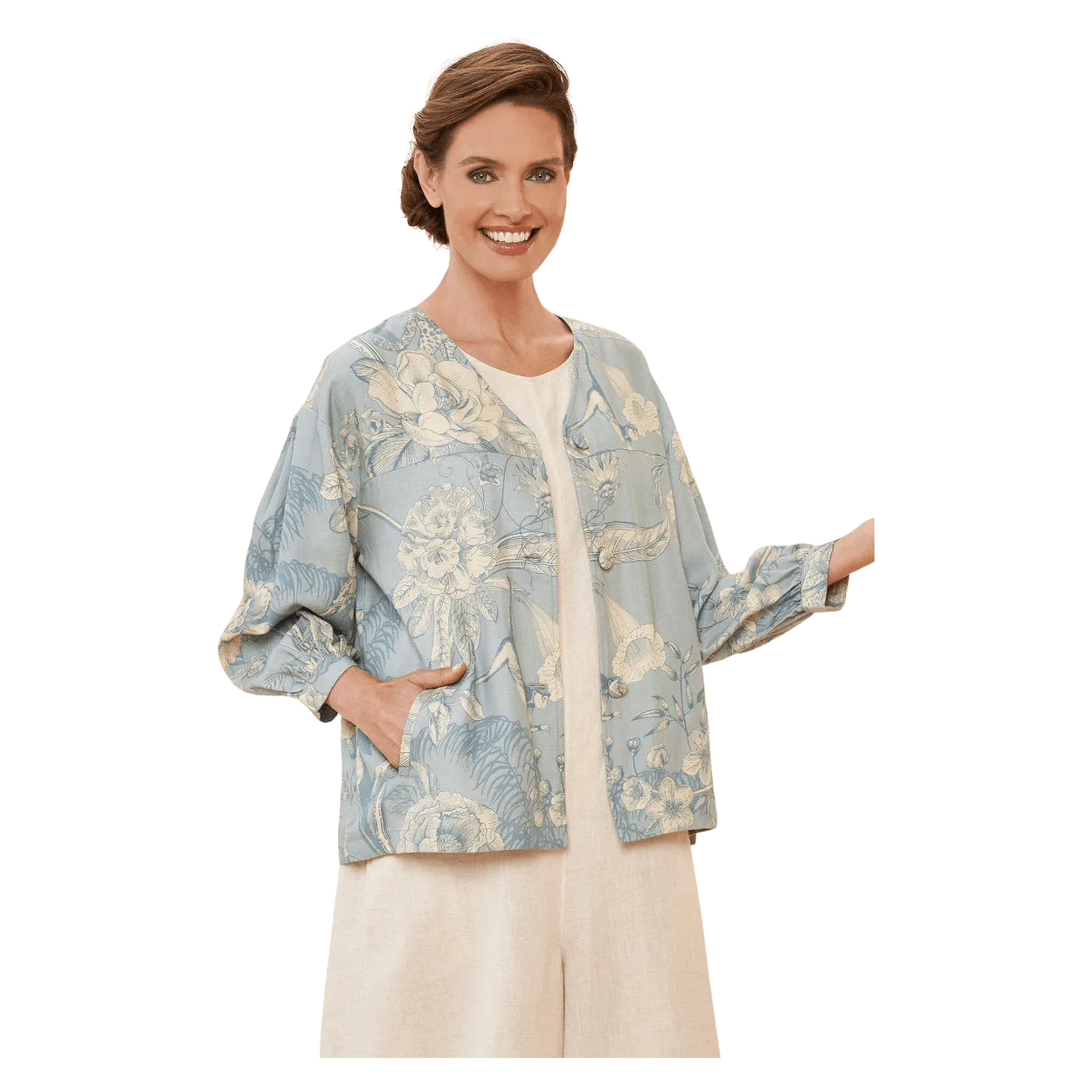 Powder Toile Puff Sleeve Jacket