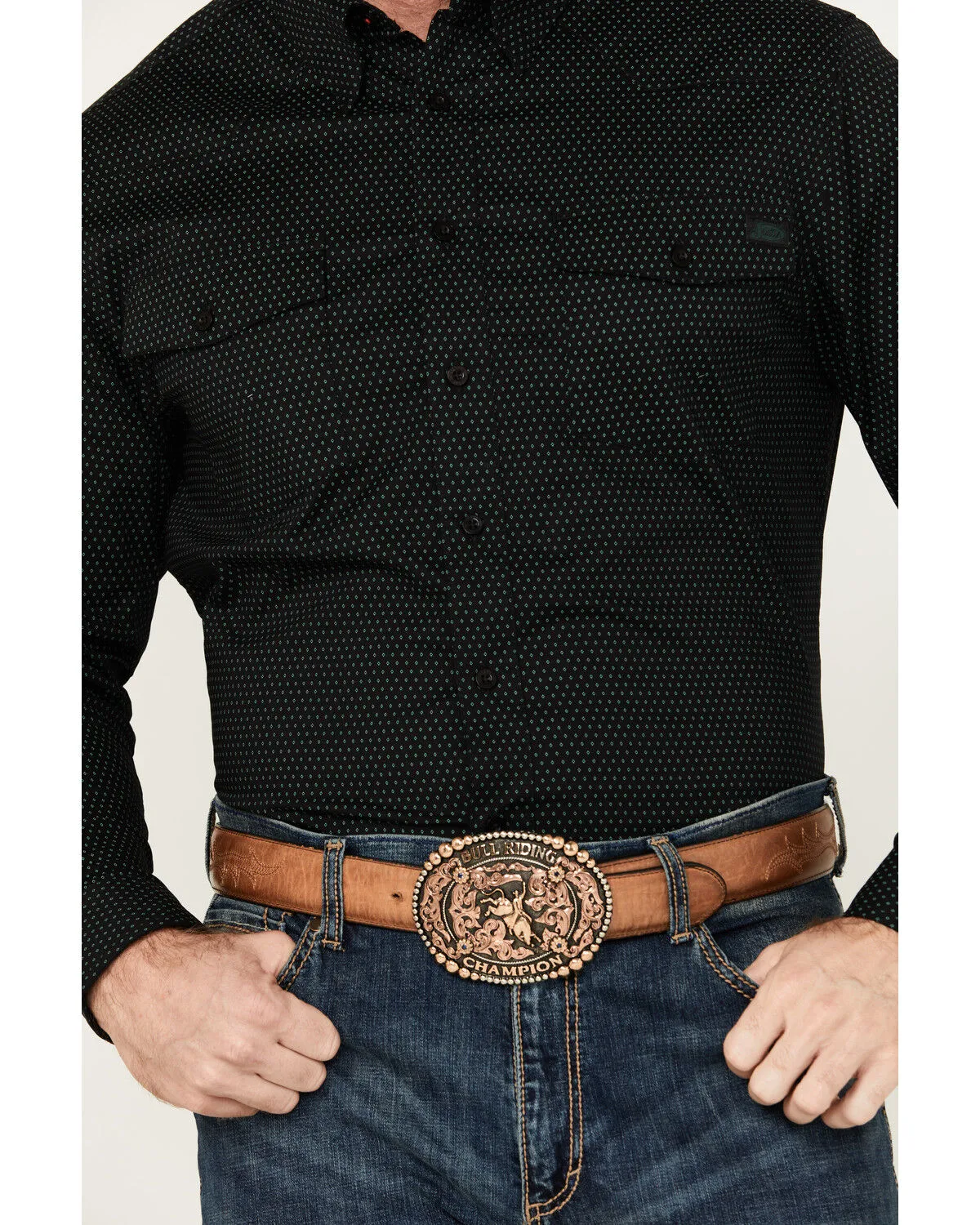 Product Name:  Justin Men's Boot Barn Exclusive JustFlex Diamond Geo Print Long Sleeve Button-Down Western Shirt