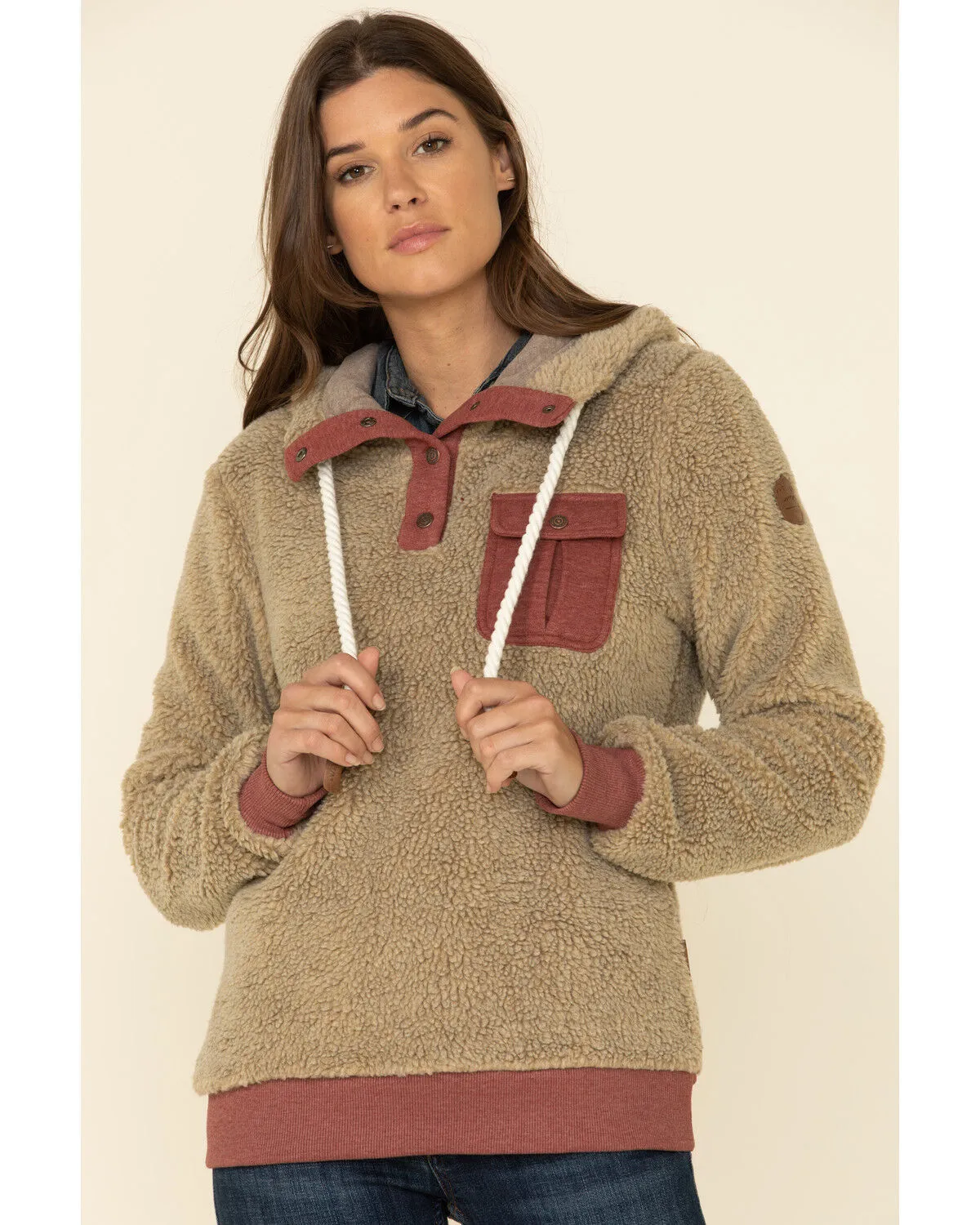 Product Name:  Wanakome Women's Fay Snap Neck Sherpa Hooded Pullover