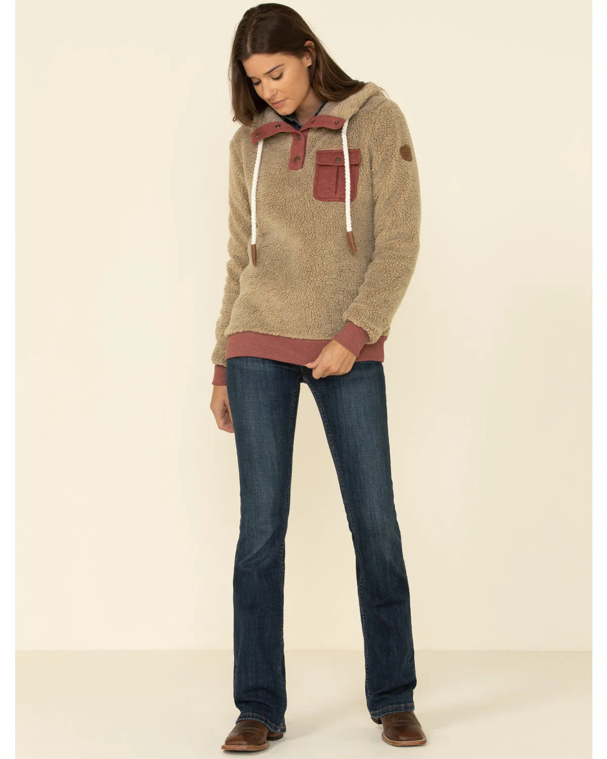 Product Name:  Wanakome Women's Fay Snap Neck Sherpa Hooded Pullover