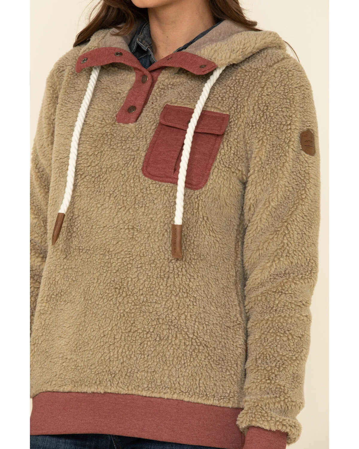 Product Name:  Wanakome Women's Fay Snap Neck Sherpa Hooded Pullover