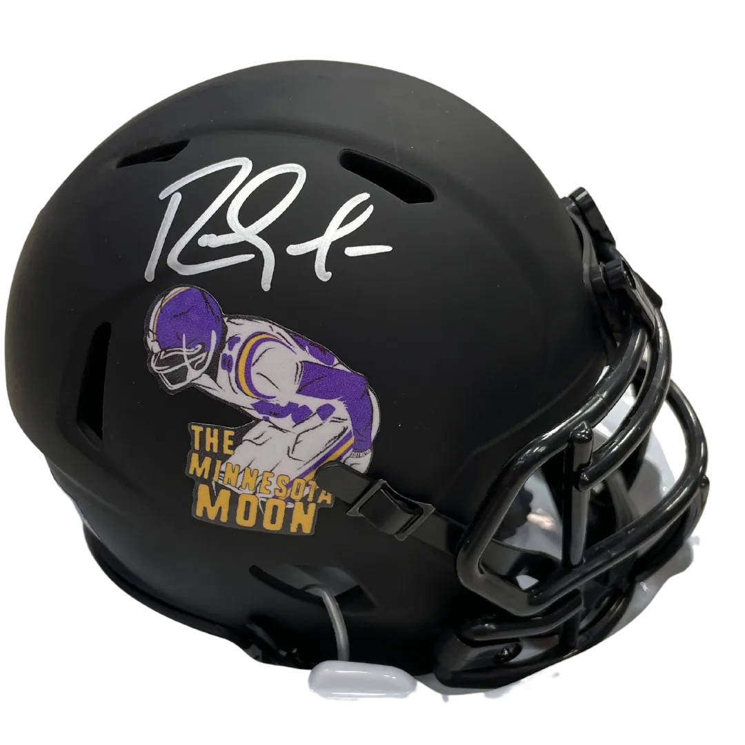 Randy Moss Autographed Custom SotaStick Art Black Mini Helmet (Numbered Edition)