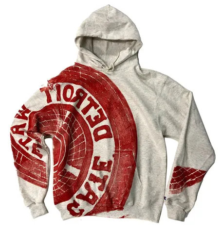 Red Manhole Cover Pullover Hoodie - Detroit Tire Print