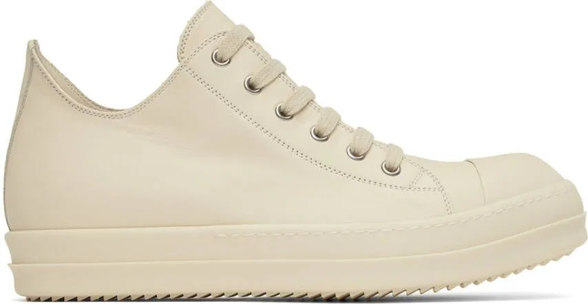 Rick Owens White Leather Low Sneakers