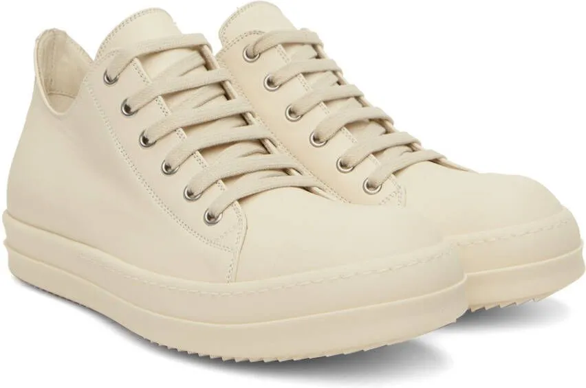 Rick Owens White Leather Low Sneakers