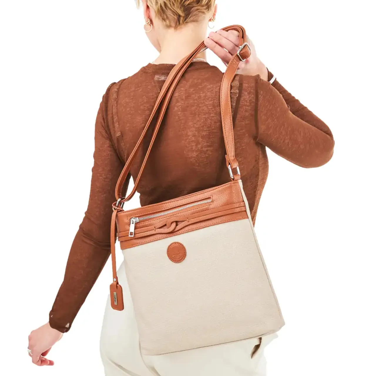 Rieker H1519-62 Beige & Tan Cross Body Bag