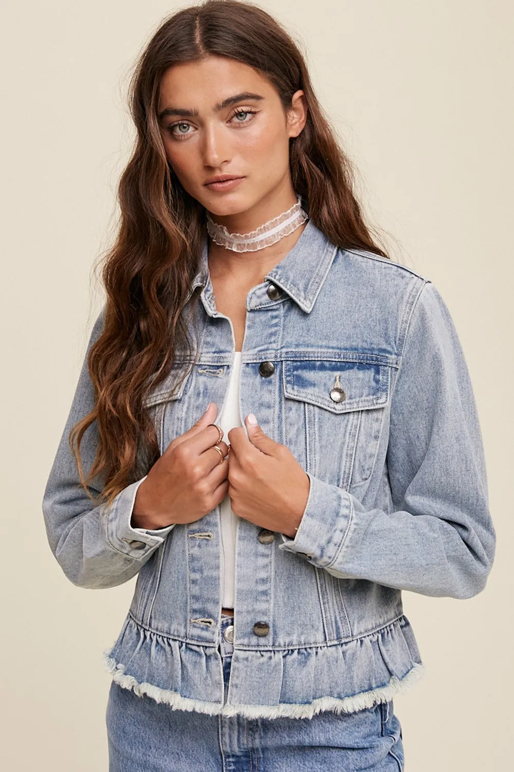 Ruffle Denim Jacket