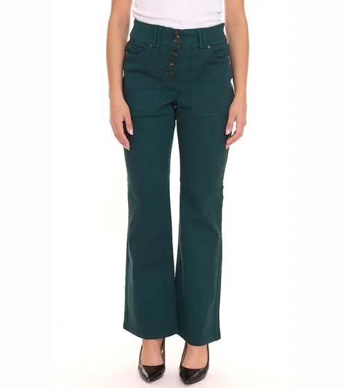 Sheego pantalones vaqueros boot-cut para mujer pantalones vaqueros de cintura alta tallas grandes 85140219 verde