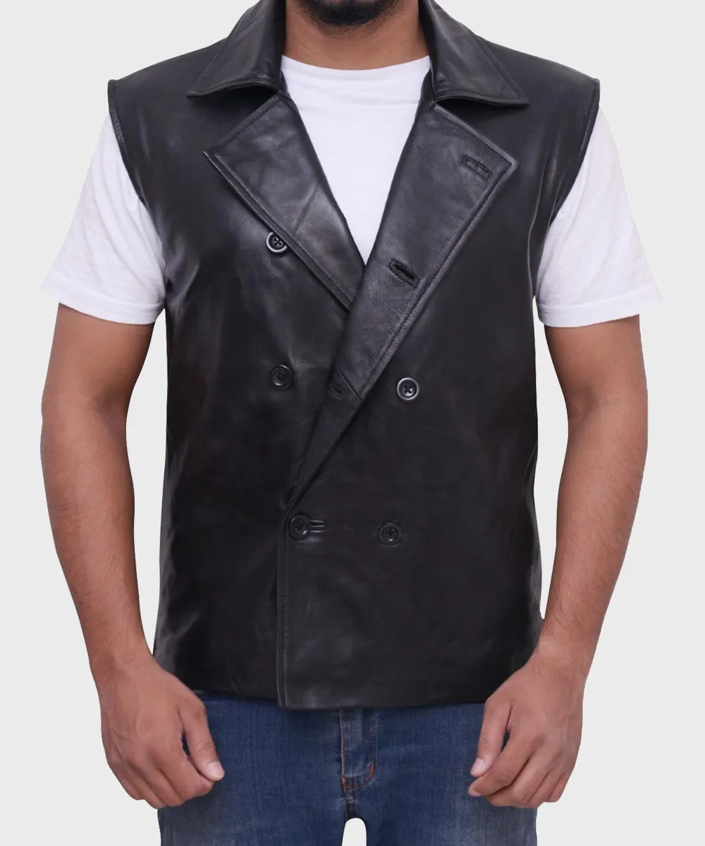 Spider Man Into the Spider Verse Noir Black Leather Vest