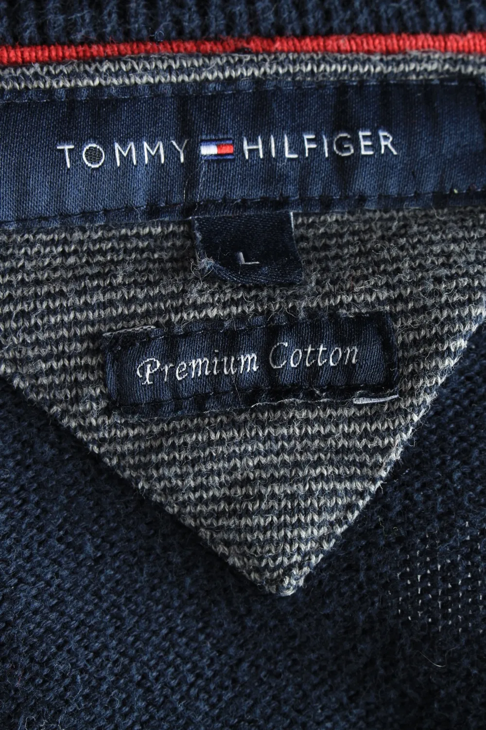 Tommy Hilfiger Zip Neck Jumper Pullover 90s Navy L - Pepper Tree London