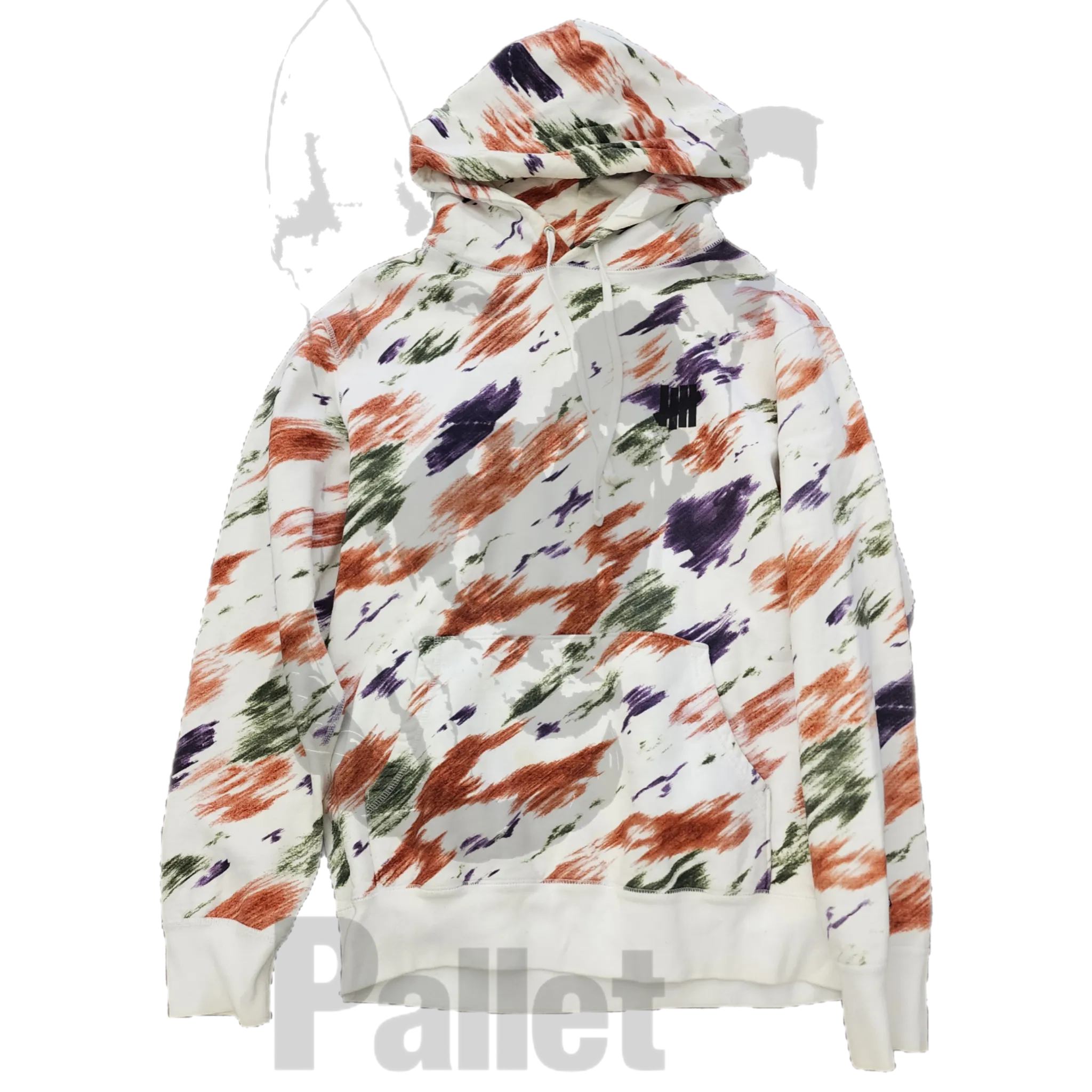 Undefeated -Brushstrokes White Hoodie- Size Large