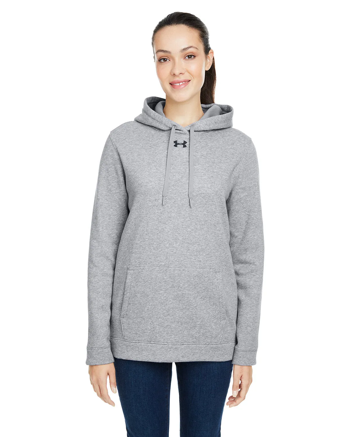 Under Armour Ladies Hustle Pullover Hooded Sweatshirt 1300261 T GR HT/ BK 025