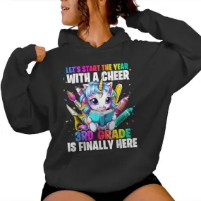 Unicorn 3Rd Grade Back To School First Day Of School Girls Women Hoodie