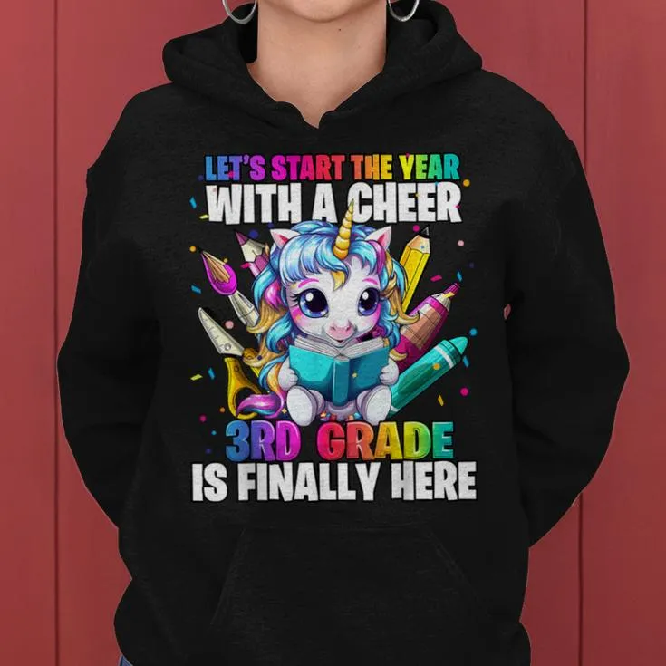 Unicorn 3Rd Grade Back To School First Day Of School Girls Women Hoodie