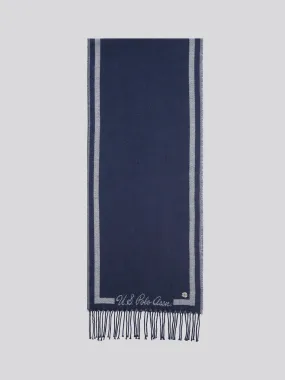 Womens Monogram Border Scarf in Navy Iris